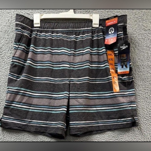 SPEEDO Shorts Mens XXL Gray Tech Volley Swimm Sports Adjustable Lined - Picture 1 of 13